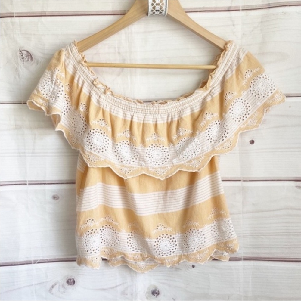 American Eagle Outfitters Yellow Lace Blouse
